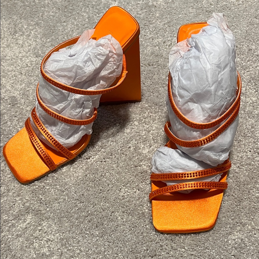 Meshki Vibrant Orange Strappy Heels